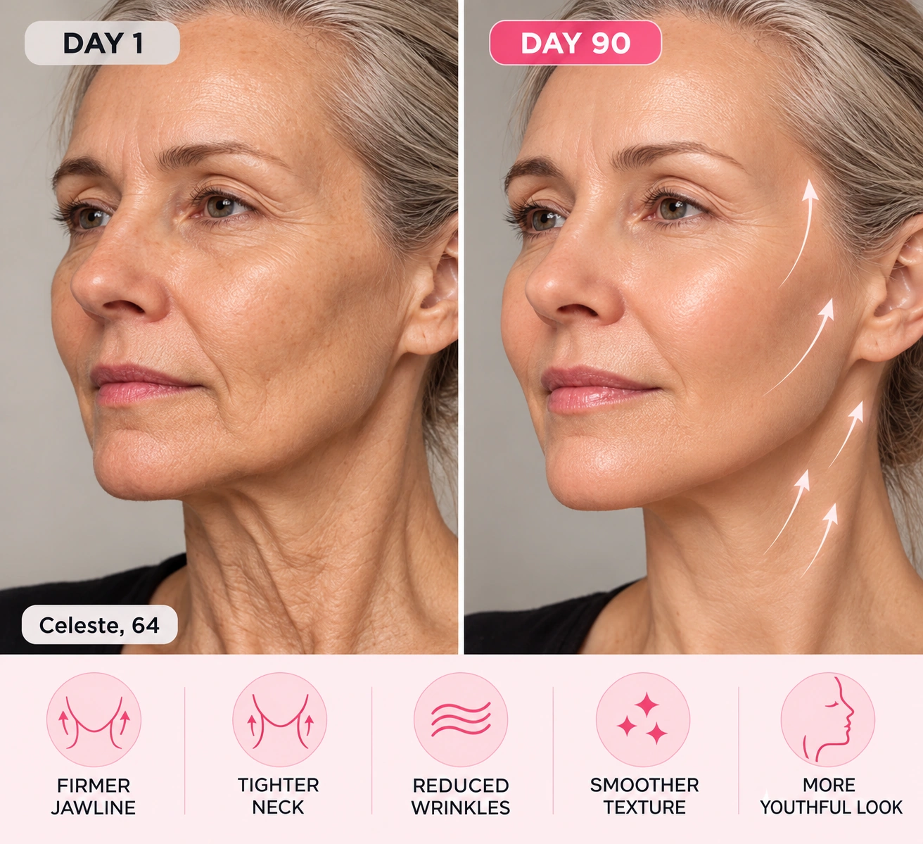 Brand-supplied Day 1 and Day 90 beauty illustration