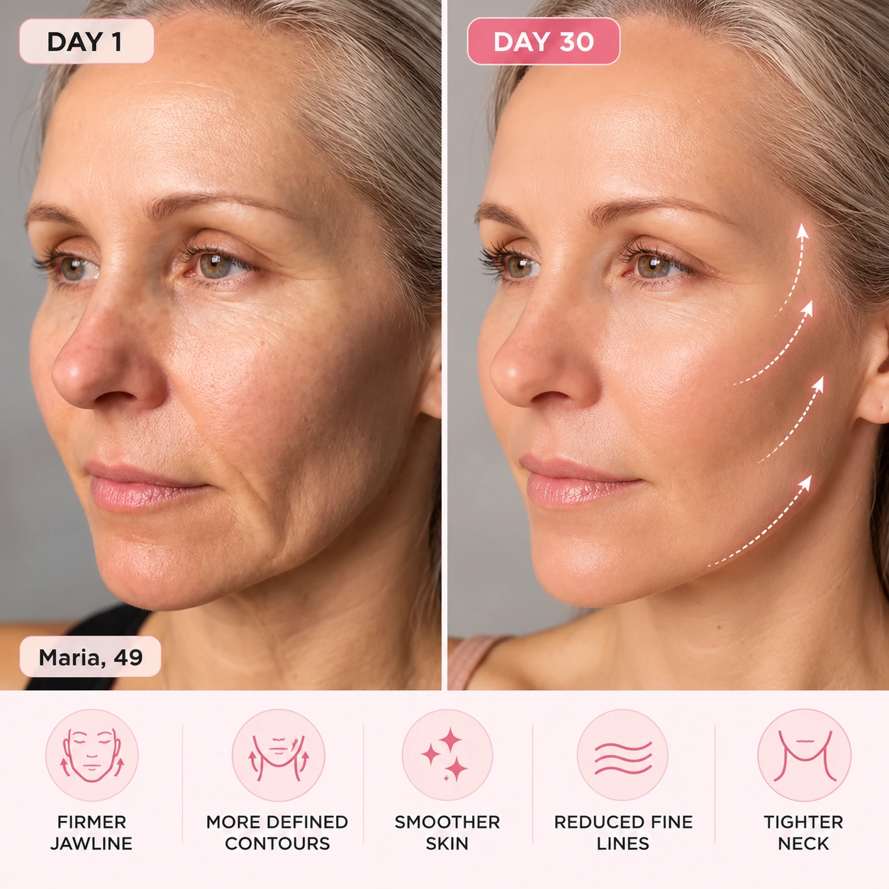 Brand-supplied Day 1 and Day 30 beauty illustration