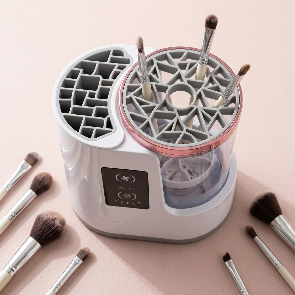 Zayaco Electric Makeup Brush Cleaner with brushes and attachments